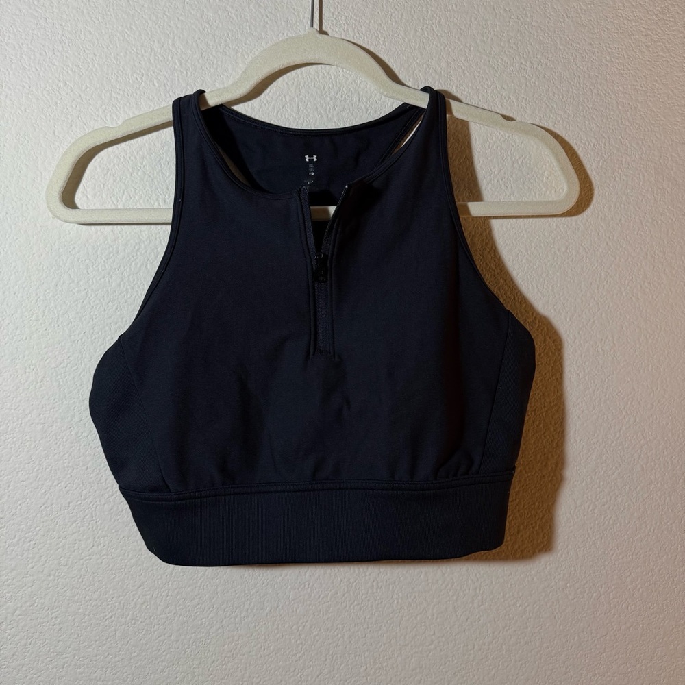 Black Athletic Sports Bra Crop Top Under Armour Large Trandy